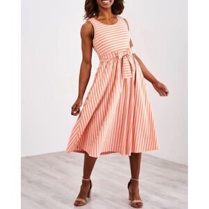 Latched Mama Orange Striped Nursing Maternity Dress Pockets 2X Sleeveless Midi